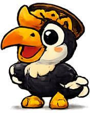 Ojan the Quizmaster — cheerful hornbill bird wearing a golden crown